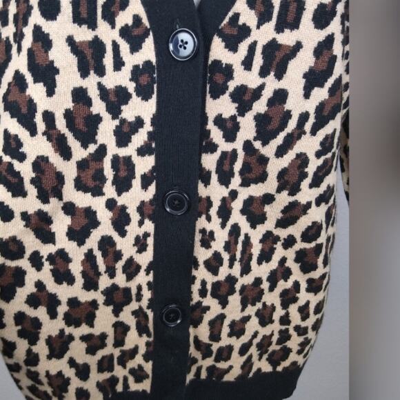 alice + olivia Bradford Grandpa Leopard Wool Blend Cardigan Sweater Size Medium - Picture 10 of 16